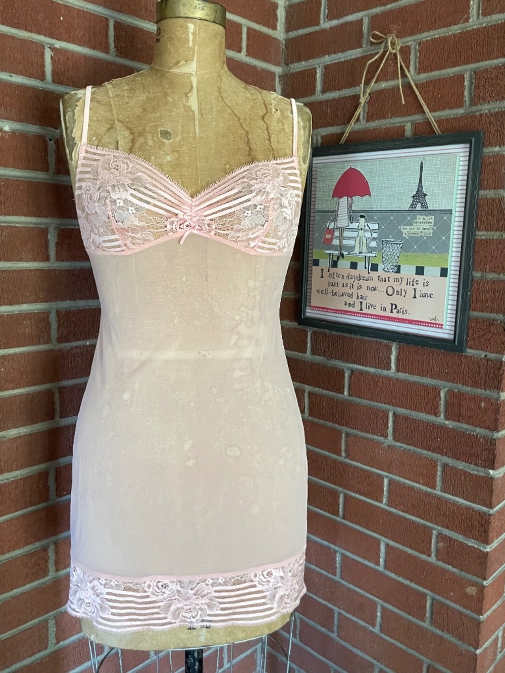Vintage Malizia by La Perla NWT Baby Pink Lace & Mesh Slip | 80s 90s Lingerie